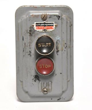 Vintage Industrial Start Stop Push Button Factory Switch Cutler - Hammer