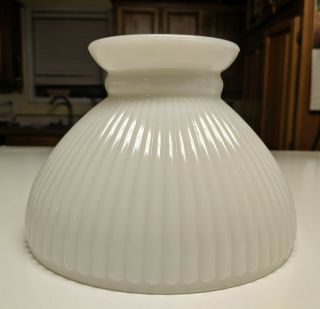 Vintage Ribbed Milk Glass Oil Lamp Shade 8” Inch Fitter For Student Desk Lamp