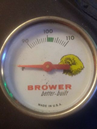 Vintage Brower Better - Built Hatchery Chick Egg Incubator Thermometer