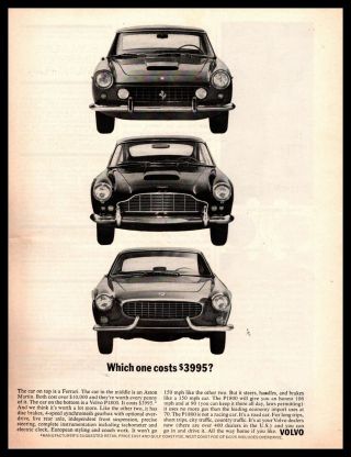 1962 Volvo P1800 Ferrari Aston Martin " Which One Cost $3995? " Vintage Print Ad
