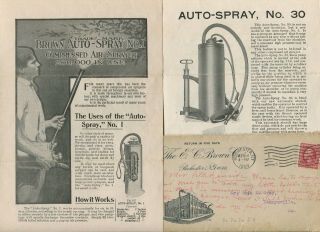 Vintage Brochure Ec Brown Auto Spray Air Compressed Rochester Ny 1909 W Envelope