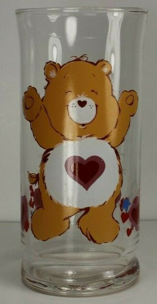 Vintage 1983 Care Bear Tender Heart Glass Pizza Hut Drinking Cup