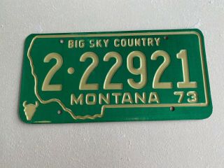 Montana 1973 License Plate Tag Vintage 2 22921 Recessed Big Sky Country