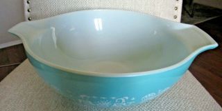 Vtg Pyrex Butterprint Turquoise Blue Cinderella Mixing Bowl 4 Qt 444