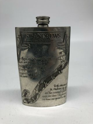 Vintage St.  Andrews The Old Course Flask,  Sheffield England,  English Pewter