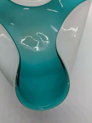 Vintage 1960s Mid Century Modern Murano Art Glass Bowl Ashtray Turquoise 3