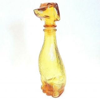 Vintage Dachshund Dog Decanter Barsottini Amber 9 " Italian Glass Liquor Bottle