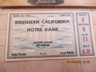 Vintage 1933 Notre Dame Vs Usc Football Ticket