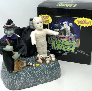 Rare Vintage Gemmy Halloween Trio Singing Monster Mash Animated Figurine
