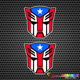 2x Puerto Rico Flag Transformers Autobot Vinyl Car Stickers Decals