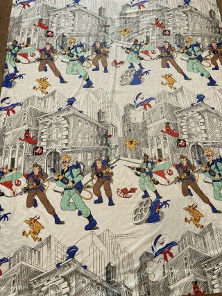 The Real Ghostbusters Cartoon Twin Flat Sheet Vtg 1986 Stay Puft