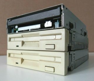 3x Pc Floppy Disk Drive,  Computer Internal Fdd Black,  White 1.  44mb 3.  5 " Vintage