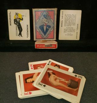 Vintage 1950 ' s Risque 52 Art Studio Playing Cards Complete with Joker 3