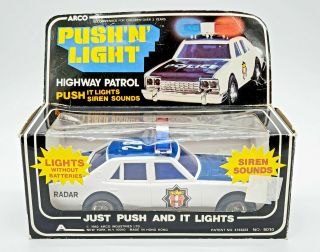 Vintage Arco Push N Light Highway Patrol Car Lights Without Batteries 1982 5010