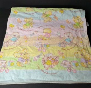 Vintage Riegel Critter Sitters Flannel Baby Blanket Cotton Receiving Usa Made