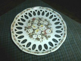 Vintage Schmidt Porcelain Flowered Wall Hanging Plate 7 3/4 " Made In Brazil Vg