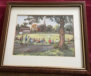 Vintage Small Cricket Print Picture Fenners Uni Cricket Ground 1972 Lewis Todd