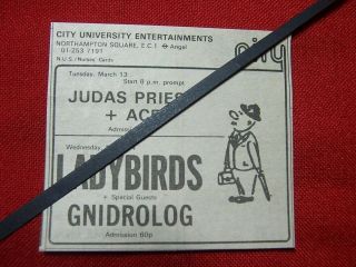 Judas Priest 1973 Vintage Gig Concert Advert City University London
