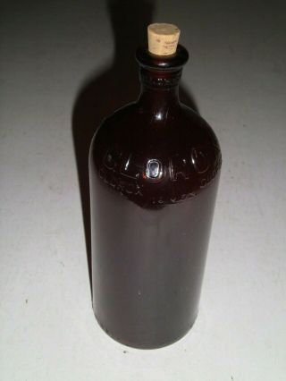 Vintage 1930s Clorox Amber Brown Embossed 16oz Glass Bottle 8 "