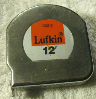 Vintage Lufkin 1/2 " X 12 - Ft Usa Tape Measure,  Measuring,  Rule C9212 Tool,  Chrome