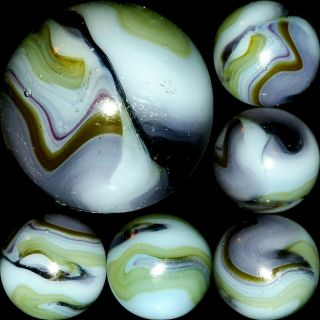 Gorgeous Vintage Heaton Agate Multi Color Swirl Marble L@@k.  630 "