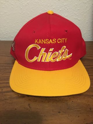 Vtg Kansas City Chiefs Hat Sports Specialties The Twill Snapback Nfl Rare Script