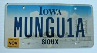 Iowa 2007 Personalized Vanity License Plate " Munguia " Carmen Ghia Mun Guia