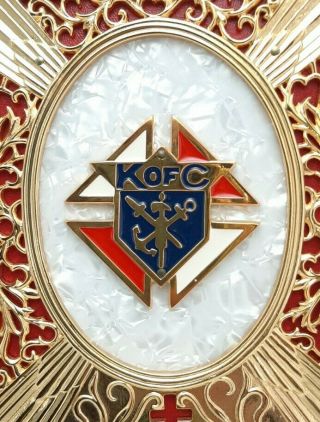 VTG KNIGHTS OF COLUMBUS MEMORIAL PLAQUE INLAY PEARL GOLD 8 