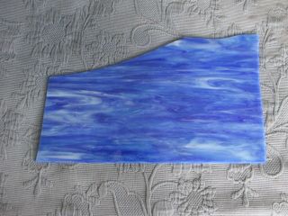 Vintage Blue & White Swirl Textured Stained Glass Window Piece,  6 By 15 Inches