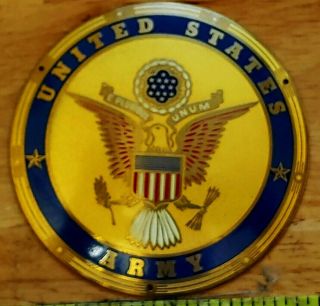 Vintage Us Army Brass Plaque License Plate Topper - United States Army