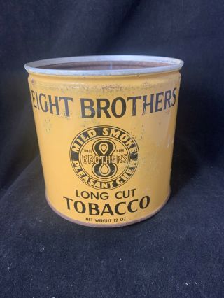 Old Eight Brothers Long Cut Tobacco Tin Smoking Chewing Vintage Bloch Bros Penn