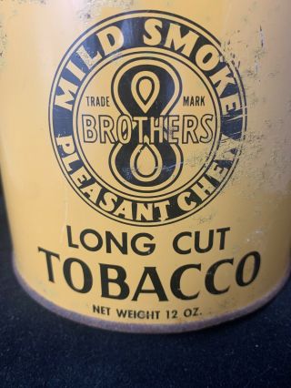 Old Eight Brothers Long Cut Tobacco Tin Smoking Chewing Vintage Bloch Bros Penn 2