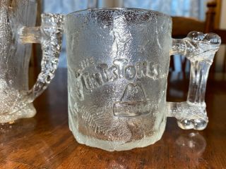 The Flintstones McDonald ' s RocDonald ' s Clear Glass Mugs Set Of 2 Vintage 1993 2