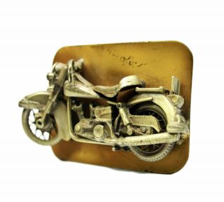 Vintage Harley Davidson Motorcyle Brass 3d Brass Belt Buckle Art