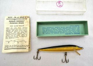 1960s Rapala Wobbler Finnish Minnow Gold W Papers
