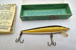 1960s RAPALA Wobbler Finnish Minnow Gold W Papers 3