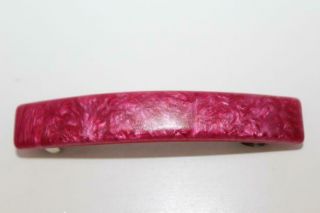 Vtg Made In France Mottled/swirl Pink Bar Hair Clip / Barrette 3 5/8 " (1930)
