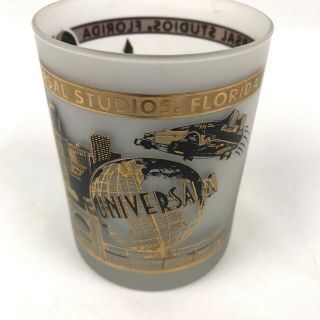 Universal Studios Florida Frosted Glasses Gold And Black Vintage 1990 