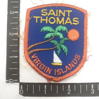 Vtg Palm Tree,  Sun,  Sailboat,  Ocean St.  Thomas Virgin Islands Patch 83i2