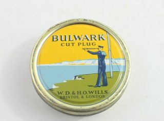 Vintage Bulwark Cut Plug Tobacco Tin W.  D.  &h.  O.  Wills Can Advertising - A6