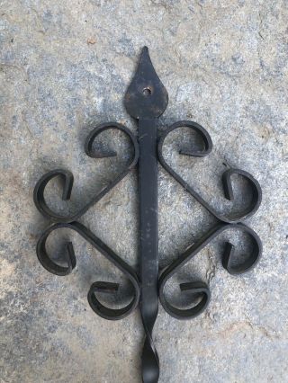 Vintage Black Wrought Iron Metal Scroll Wall Sconce Taper Candle Holder 16” L 3