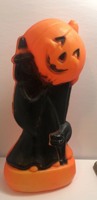 Vintage Witch Pumpkin Black Cat Halloween Blow Mold