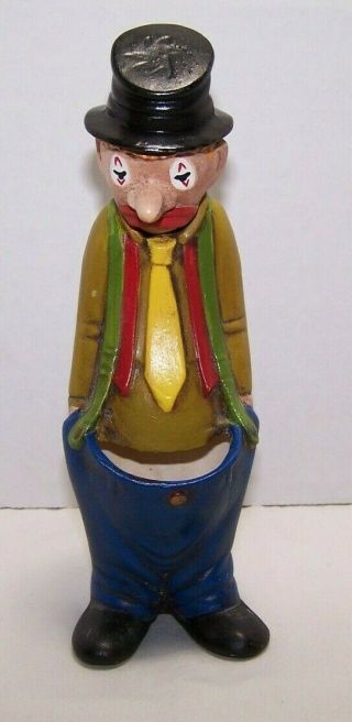 Vintage Ceramic 7 " Sad Clown Hobo Figurine Oddity Adult Humor Cactus Planter