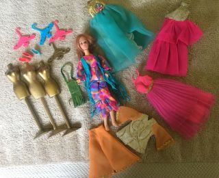 Vintage Topper Dawn Rock Flower Doll And Dawn Doll Clothes And Accessories