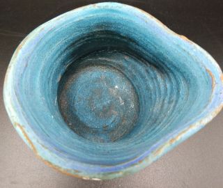 VTG Hand Crafted Studio Art Pottery Blue Glazed 3” Bowl Artist Signed Sclafani 3