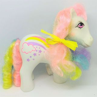 Vintage G1 My Little Pony Rainbow Curl Raincurl With Ribbon & Factory Curls