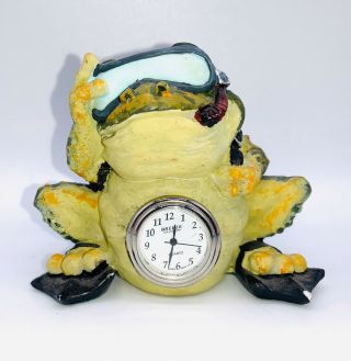 Vtg Scuba Diving Frog Toad Quartz Movement Desk Clock