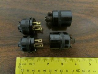 4 Vintage Hubbell Twist - Lock Brown Nylon/bakelite Sockets Plugs