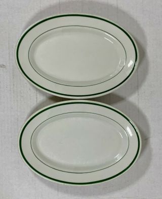 Vintage Set Jackson Vitrified China Restaurant Ware Plates - Retro Green Trim