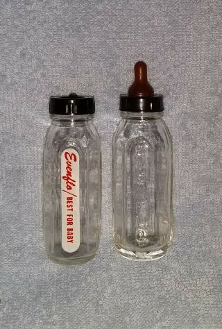 Vintage Minature 4 " Evenflo Glass Baby Doll Bottles,  Tiny Tears,  Betsey Wetsey